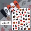 Stickers de uñas de Halloween transfronterizos calavera calabaza malvada rojo brillante tarjeta bruja graffiti stickers de uñas al por mayor