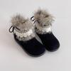 Botas de Nieve Gruesas de Suela Gruesa con Forro Polar y Encaje de Lazo para Mujer 2025 Nuevos Zapatos de Piel Engrosados de Invierno Zapatos de Algodón Botines Cortos