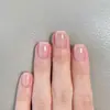 Uñas Portátiles Rosa Pastel Estilo Francés Sencillas, Uñas Postizas Cuadradas Cortas, Arte de Uñas Popular Transfronterizo, Uñas Falsas
