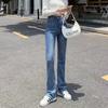 Cintura alta Micro-Lar Jeans Outono e Inverno Nova Chegada Rua Estilo Americano Slim Look Perna Larga Calças Chão ins