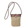 Bolsa de Teléfono Móvil Transfronteriza Nuevo Estilo Casual Versátil Estilo Vacaciones en la Playa Color de Contraste Diseño de Nicho Bolso Cruzado de Paja Hueca para Mujer