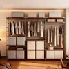 Guarda-Roupa Aberto Estilo Moderno Meio do Século Prateleira de Armazenamento Closet Prateleira Cabideiro de Chão Guarda-Roupa de Quarto Prateleira de Roupeiro