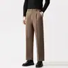 Calças de Lã Tendência Outono e Inverno para Homens, Calças de Corte Reto Slim de Alta Qualidade, Calças Business Casual, Calças Masculinas, Calças de Nove Pontos