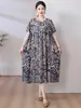 Vestido ligero de algodón y seda talla grande 100 kg vestido de verano para madres, vestido largo casual de corte holgado para mujer hecho de rayón