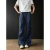 Jeans de trabajo de pierna ancha holgados azul francés para hombre, moda nueva y moderna, versátiles, simples, casuales, pantalones largos fluidos