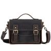Bolsa Transversal Masculina e Feminina de Couro Crazy Horse Transfronteiriça Bolsa Quadrada de Carteiro Tendência Bolsa de Ombro Universal para Homens e Mulheres