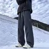 Pantalones impermeables con forro de polar para hombre para otoño e invierno, pantalones de trabajo holgados rectos de moda para exteriores, pantalones casuales gruesos
