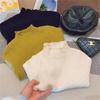 [En stock, suéter de cuello alto medio para niñas, camisa básica de punto a juego para niños, chaqueta cálida de manga larga para primavera y otoño, estilo occidental para mujeres]