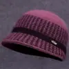 Sombrero de invierno para mujeres de mediana edad y ancianas, sombrero tejido de lana con ala ancha, cálido de piel de conejo, con forro de terciopelo y grueso para señoras mayores.