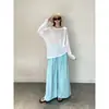 Tela Ultra-Delgada tipo Papel 26 Verano Hilo de Copos de Nieve Tencel Camiseta Básica Versátil de Punto Cuello Redondo Manga Larga Protectora del Sol para Mujer