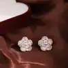 Estilo Ins Simples Estilo Coreano Brincos de Flor Pérola Brincos de Flor Parafuso Piercing Bola Doce Brincos de Pérola