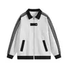 Sudadera cárdigan de algodón con tres rayas y media cremallera de marca de moda para otoño e invierno para hombre, chaqueta de color block con cuello camisero, chaqueta de manga larga para hombre