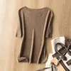 Zhengqi Roupas Especiais/Ponto de Lã Ultrafina de Contagem 48 Padrão Espinha de Peixe Gola Uma Linha Gola Meia-Alta Manga Média Blusa de Tricô
