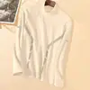 Camiseta básica unisex de cuello medio, terciopelo de doble cara, terciopelo alemán, otoño e invierno, forrada de polar, engrosada, cálida, versátil, corte ajustado