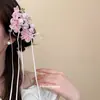 Grampo de Cabelo com Borla de Flor de Lírio-do-Vale Roxo Ultra-Fada Cravejado de Diamantes, Presilha jacaré Estilo Feriado Fresca e Doce, Acessório de Cabelo Estilo Nicho