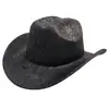 Sombrero Vaquero Occidental de Moda Europea y Americana de Mayor Venta Transfronteriza de Amazon con Patrón de Serpiente de PU para Hombres y Mujeres, Sombrero Jazz para Protección Solar al Aire Libre
