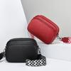 Bolso Pequeño para Mujer 2024 Nueva Moda Color Puro Bolso Redondo Pequeño Cuero Suave Patrón Lichi Correa Ancha para el Hombro Bolso Cruzado Bolso Pequeño Multicapa