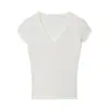 Serie de Tops Básicos de Color Sólido Versátiles de Manga Corta Ajuste Delgado con Cuello en V Marca Z para Mujer Za Venta al por Mayor Za
