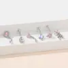Aretes de Acero Inoxidable Oro de 18K Zircón Acero de Titanio Mini Piercings de Nariz de Rosca Piercing Anillos para Ombligo Joyería Transfronteriza Europea y Americana