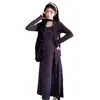 Vestido de Tricô com Gola Redonda e Fita de Cor Sólida para Outono e Inverno, Novo Estiloso da Moda para Mulheres, Camada Interna, Vestido Longo Evasê
