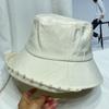 Sombrero de Pescador Elegante de Perlas Estilo Coreano para Mujer Moda de Principios de Otoño Casual Versátil Sombrero de Copa Rizado Sombrero de Sol para Viaje Moda