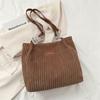Bolsa Feminina de Veludo de Grande Capacidade 2024 Outono Nova Casual Elegante Simples Bolsa de Ombro Tote para Mulheres