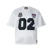 Camiseta Esportiva Estilo Jersey Retrô Americano Verão Liga de Futebol Tee Bordado com Patch Personalidade Biker Cool Manga Curta
