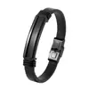 Pulseira de Couro Geométrica com Listras Verticais Curvas Europeia e Americana Mais Vendida Personalizada Gravação DIY Titânio Aço Joias Não Desbotam