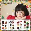Adesivos de Tatuagem Glitter de Natal, Longa Duração à Prova d'Água, Padrões Fofos de Desenho Animado de Gatinhos e Papai Noel, Maquiagem para Eventos Festivos