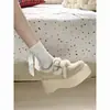 Zapatos Cálidos de Piel para Aumentar la Altura, Nuevo Estilo Invierno 2025, Estilo Popular Retro de Celebridad de Internet, Zapatos de Algodón con Suela Gruesa para Mujer