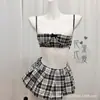 Lencería Sexy Europea y Americana Transfronteriza Aro de Acero Cuadros Estudiante Jk Atuendo Falda Plisada Traje Uniforme Exportación Femenino 260
