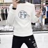 Algodón Estación Europea taladrado en caliente de alta calidad cuello redondo manga larga camiseta fondo camisa top moderno nuevo moda hombre marca suéter