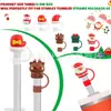 Navidad Nueva Transfronteriza Cubierta de Paja de 8 mm Reno Goma Suave Caja de Regalo de Navidad Tapón de Paja de Dibujos Animados Tapa Antipolvo Cubierta Antipolvo