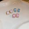 Pendientes Cutes y Compactos en Forma de C con Goteo de Aceite Color Caramelo, de Aguja de Plata, Modernos, Dulces, Simples y Elegantes, Pendientes Geométricos de Alta Gama para Mujer