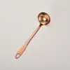 Colher para Panela Quente de Aço Inoxidável Dourada com Cabo Longo Espesso, Colher de Sopa Anti-Queimadura, Concha de Sopa Doméstica com Furo, Conjunto de Escorredores de Cozinha
