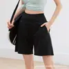 Shorts Deportivos Casuales Sueltos para Correr Cintura Alta Fitness al Aire Libre Carrera Matutina Bolsillo en la Cintura Trasera Control de Abdomen