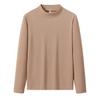 Camisa Base Feminina Preta de Gola Alta Meia-Boca com Mangas Princesa em Chenille, Estilo Elegante de Socialite