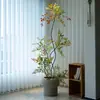 Planta Nandina Bambú Verde Colorida, Árbol de Flores Artificiales de Lujo Ligero para Sala de Estar Interior, Decoración de Planta en Maceta Grande de Piso