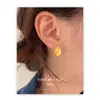 Pendientes Redondos de Textura Irregular con Aguja de Plata S925 Chapados en Cobre Oro de 18K Pendientes Metálicos de Lujo Ligero Avanzado