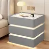 Mesita de Noche Flotante con Tres Cajones, Madera Maciza Simple, Carga Inalámbrica Moderna, Mesa de Noche Multifuncional Todo en Uno de Lujo Moderno para Dormitorio del Hogar