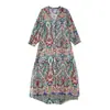 Vestido chemise longo estampado de manga longa novo para outono, estilo europeu e americano, feminino 22948