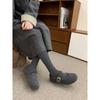 Zapatos Mary Jane de Piel Grises para Ropa de Abrigo de Invierno para Mujer Zapatos de Lana de Nuevo Estilo Coreano para Mujer Planos Zapatos Cálidos de Algodón Forrados de Polar