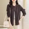 Nuevo cárdigan de punto transfronterizo para primavera y otoño para mujer, holgado y casual, elegante chaqueta suéter de cuello redondo