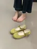 Sapatos Mary Jane Retrô Franceses para Mulheres 2026 Novo Estilo Cetim Bico Redondo Boca Rasa Tira Única Sapatilhas