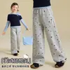 Calça de Moletom Feminina Primavera 2026 Novo Estilo para Crianças Maiores, Estampa de Coração de Desenho Animado, Calça Longa Doce e Descolada Estilo Americano Tendência