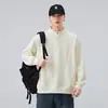 Sudadera estilo americano, nueva colección de otoño para hombre, top casual de bloques de color de corte holgado, camiseta de manga larga con cuello alto de botones, venta al por mayor de ropa para hombre
