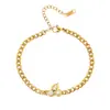 Dazan Atacado Em Estoque Conjunto Estilo Europeu e Americano Ouro 18K Banhado a Ouro Aço Titânio Moderno Corrente Nk Colar com Zircônia Pulseira Tornozeleira