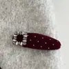 Horquilla de Pelo de Terciopelo con Lunares y Circonita de Lujo Ligero Pinza Elegante Bb Clip para Flequillo Accesorios para el Cabello de Otoño e Invierno Nuevo