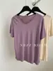 Camiseta Regular de Manga Curta com Ombro Normal para Mulheres, Fibra de Cupro Fresca e Confortável, Fina, Alta Elasticidade, Caimento Fluido, Cor Sólida, Camada Base