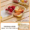 Bao Shi Caja de Almuerzo Desechable Caja de Empaque para Frutas Bento Comida Ligera Arroz Rodajas de Fruta Contenedor para Picnic de Salida de Primavera Compartimento Doble Rejilla Comida